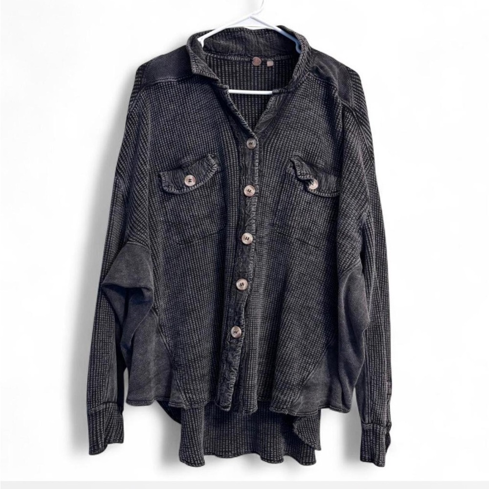 Free People Scout Washed Black Button-Up Shirt